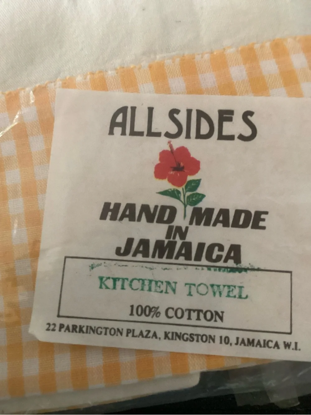 Vintage handmade kitchen towel Jamaican